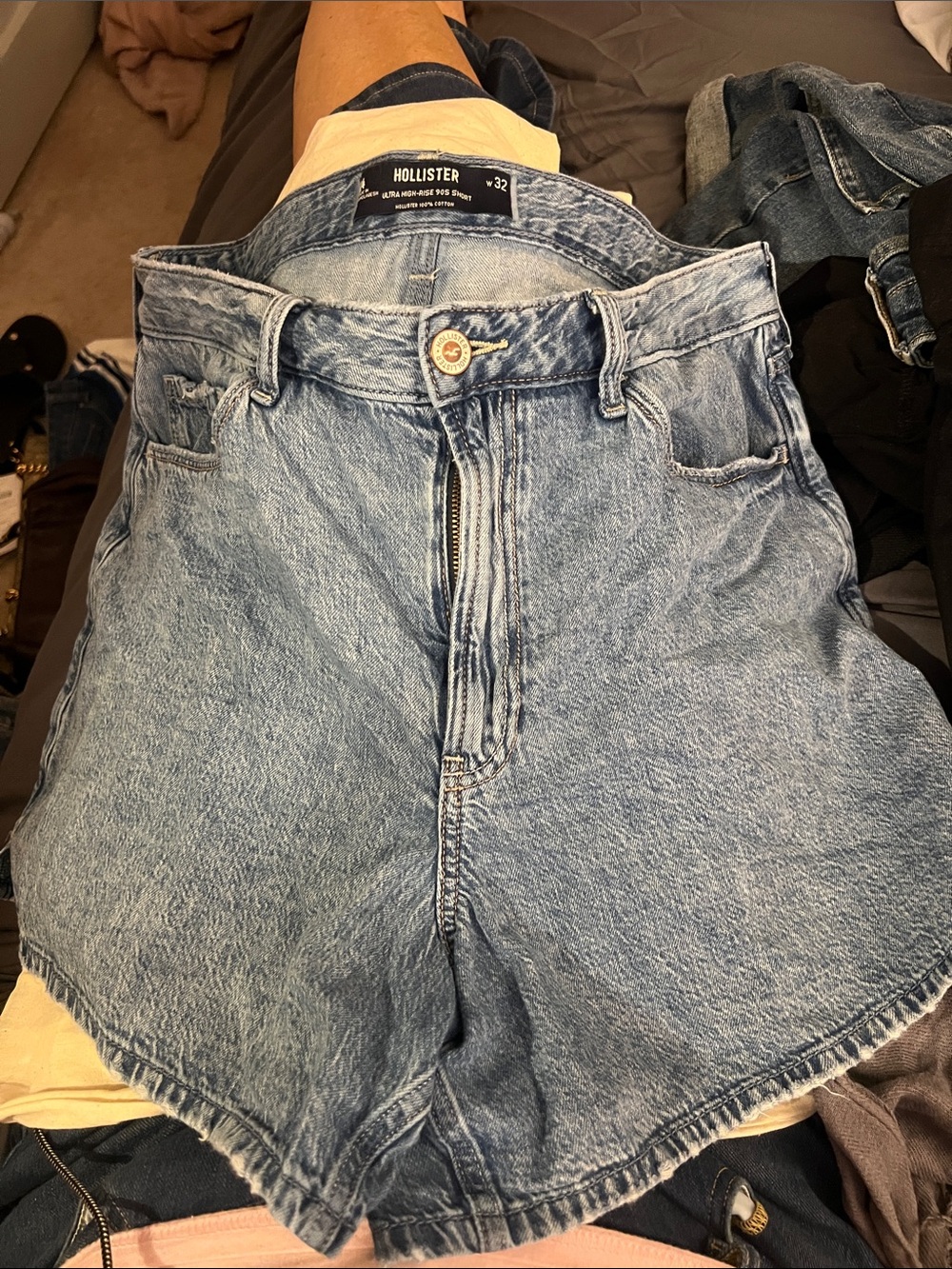 Hollister Washed Light Blue High-Rise Denim Shorts
